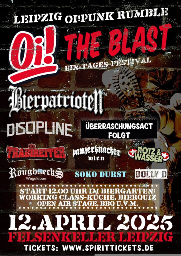 Flyer für das Oi! The Blast Festival im Felsenkeller am 12.04.2025